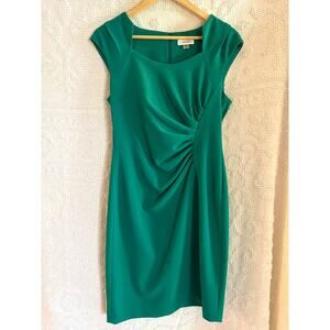 CALVIN KLEIN Green Sheath Dress Size 8 Medium Green Cap Sleeve Stretch